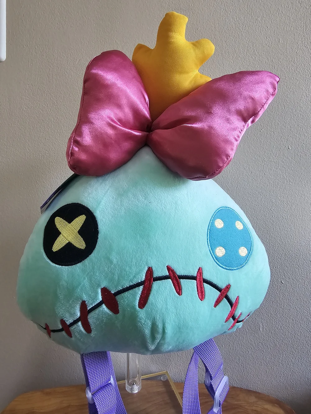 NWT Disney Stitch Plush Backpack Bow Purple Blue Bioworld